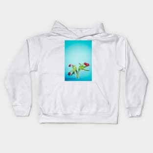 Wilted tulip flowers in the glass Kids Hoodie